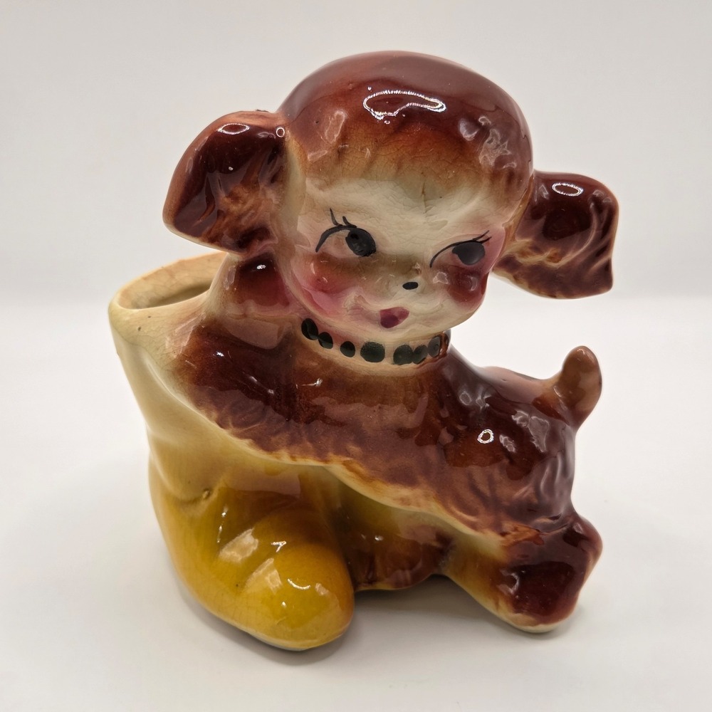 Vintage Shawnee Art Puppy Dog Pottery Planter Vase Kitschy Collectible MCM30
